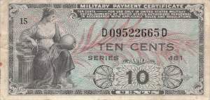 USA MPC Series 481 p.M23 10 Cents 1951 F
